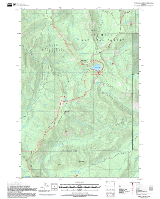 2025 Forest Service Topo Map of Wahtum Lake Oregon