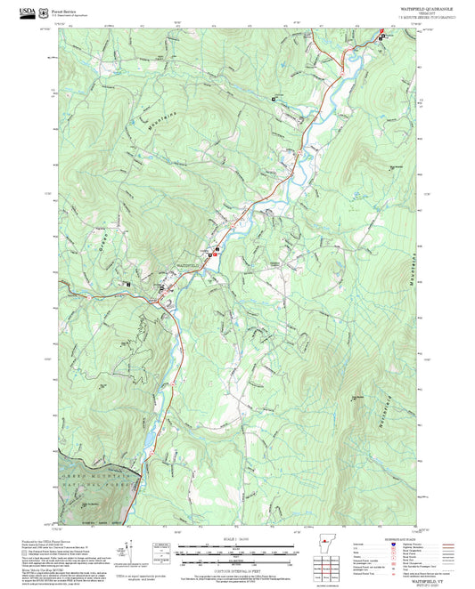 2025 Forest Service Topo Map of Waitsfield Vermont