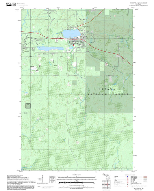 2025 Forest Service Topo Map of Wakefield Michigan