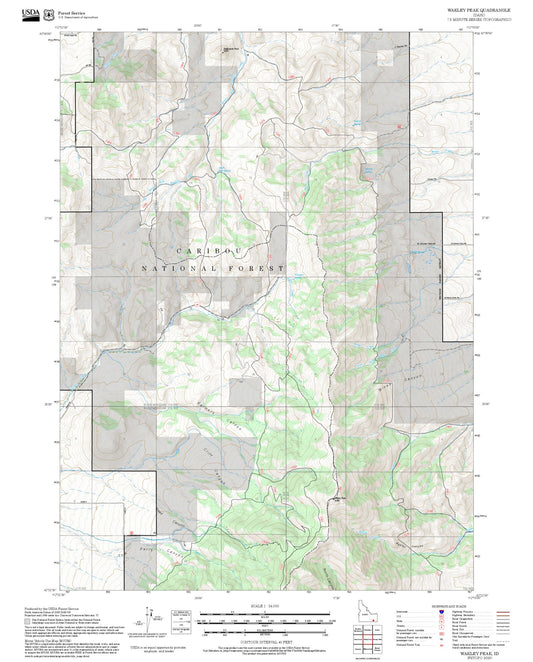 2025 Forest Service Topo Map of Wakley Peak Idaho