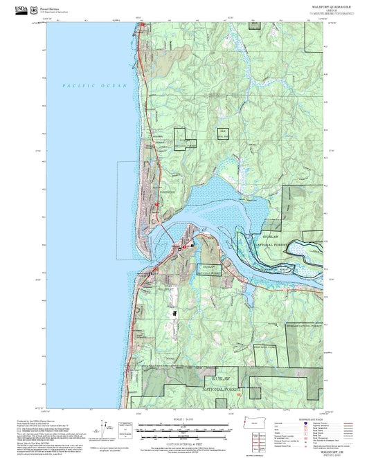 2025 Forest Service Topo Map of Waldport Oregon