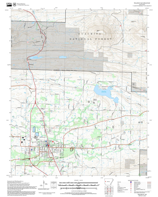 2025 Forest Service Topo Map of Waldron Arkansas