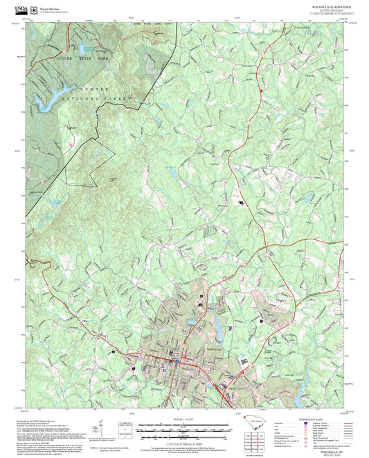 2025 Forest Service Topo Map of Walhalla South Carolina