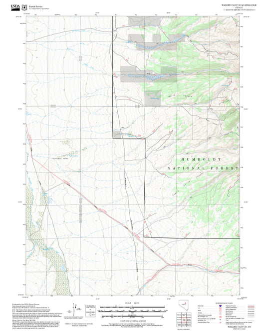 2025 Forest Service Topo Map of Walker Canyon Nevada