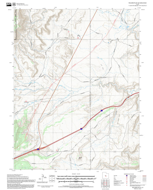 2025 Forest Service Topo Map of Walker Flat Utah