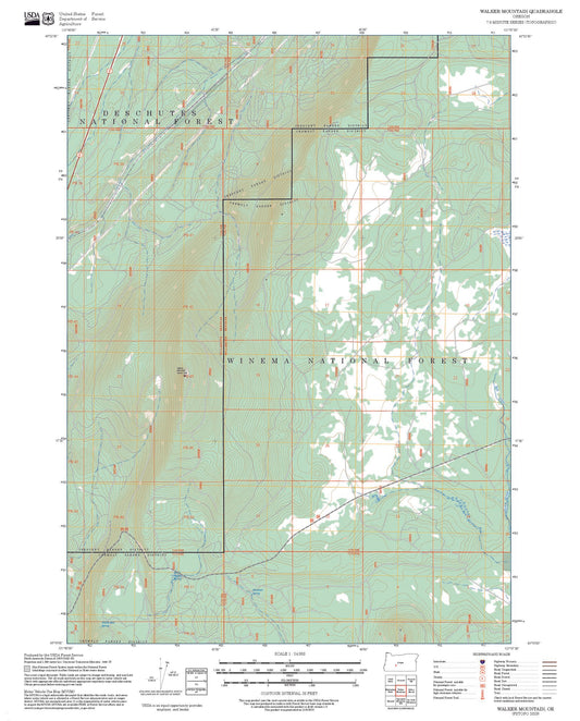 2025 Forest Service Topo Map of Walker Mountain Oregon
