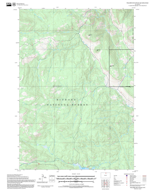 2025 Forest Service Topo Map of Walker Mountain Wyoming