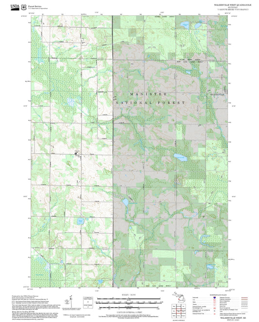 2025 Forest Service Topo Map of Walkerville West Michigan