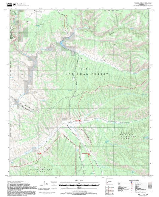 2025 Forest Service Topo Map of Wall Lake New Mexico