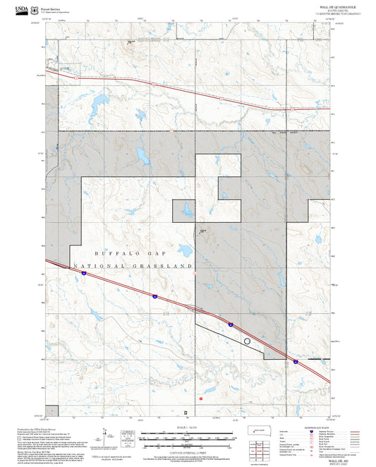 2025 Forest Service Topo Map of Wall NE South Dakota