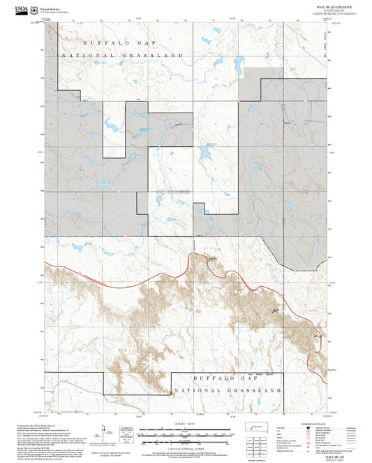 2025 Forest Service Topo Map of Wall SE South Dakota