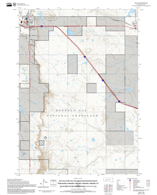 2025 Forest Service Topo Map of Wall South Dakota