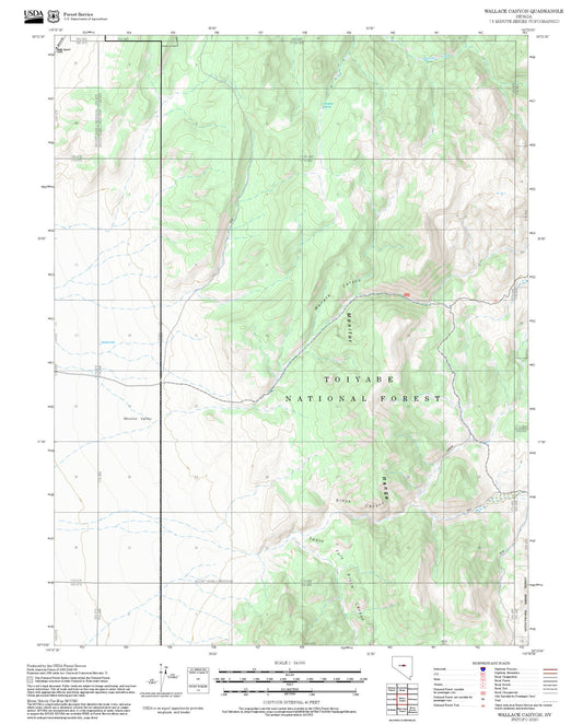 2025 Forest Service Topo Map of Wallace Canyon Nevada
