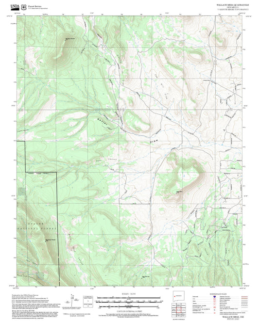 2025 Forest Service Topo Map of Wallace Mesa New Mexico