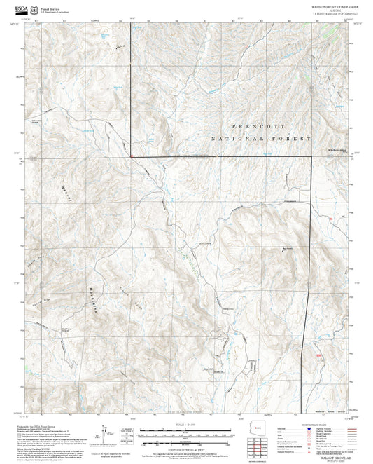 2025 Forest Service Topo Map of Walnut Grove Arizona