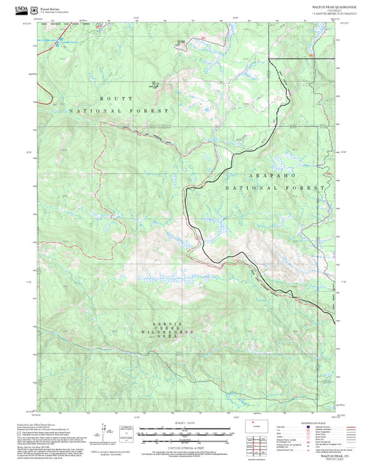 2025 Forest Service Topo Map of Walton Peak Colorado