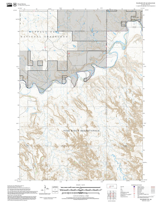 2025 Forest Service Topo Map of Wanblee NW South Dakota