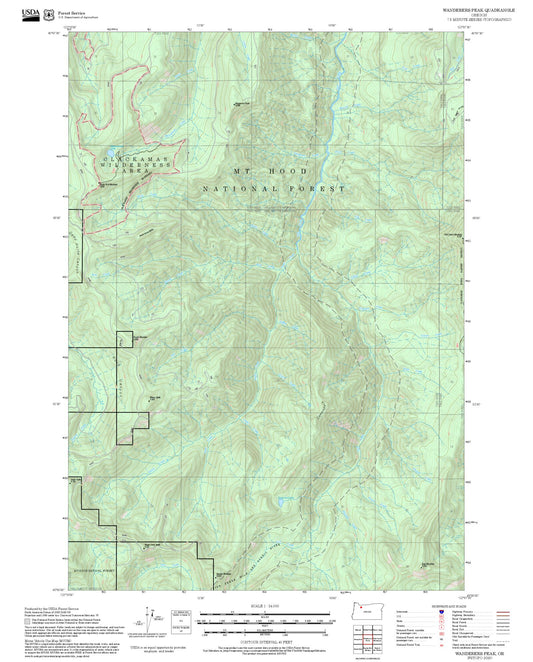 2025 Forest Service Topo Map of Wanderers Peak Oregon