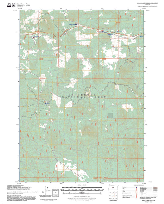 2025 Forest Service Topo Map of Wanoga Butte Oregon