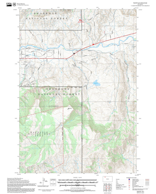 2025 Forest Service Topo Map of Wapiti Wyoming
