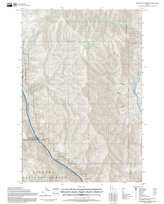 2025 Forest Service Topo Map of Wapshilla Creek Idaho
