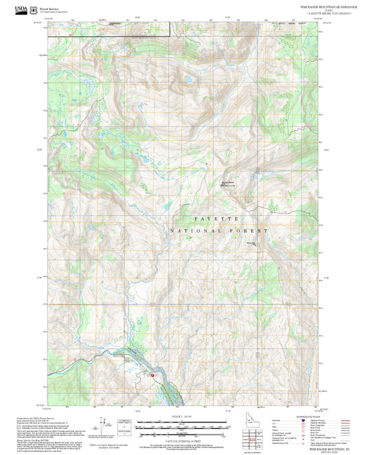 2025 Forest Service Topo Map of War Eagle Mountain Idaho