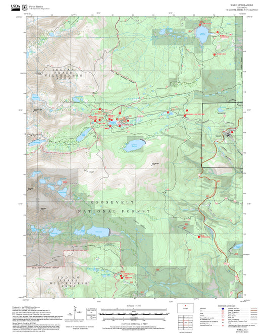 2025 Forest Service Topo Map of Ward Colorado