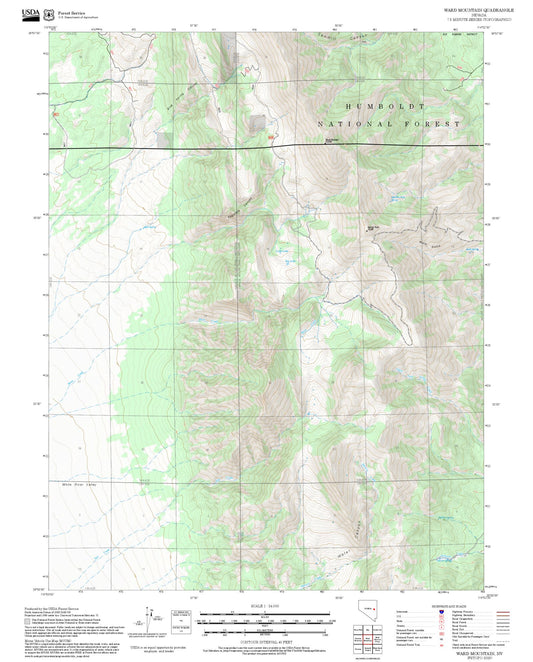 2025 Forest Service Topo Map of Ward Mountain Nevada