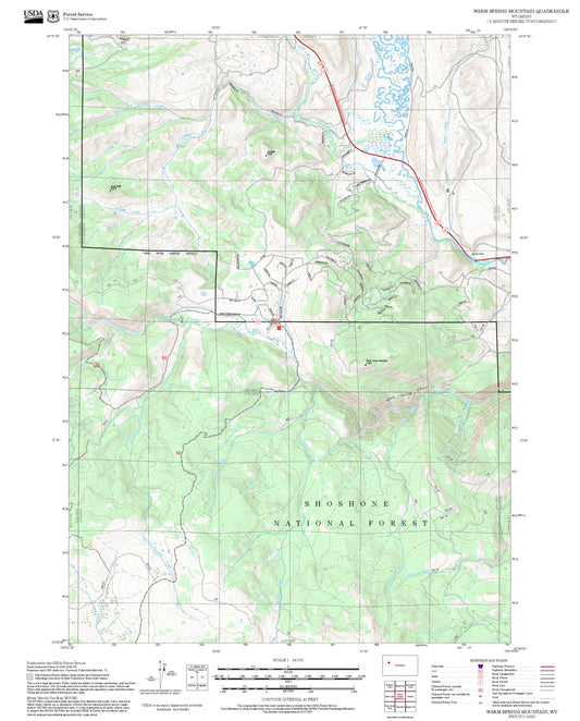 2025 Forest Service Topo Map of Warm Spring Mountain Wyoming