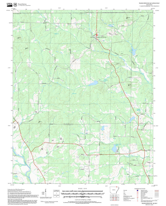 2025 Forest Service Topo Map of Warm Springs Arkansas