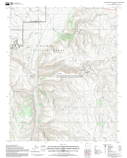 2025 Forest Service Topo Map of Warm Springs Canyon Arizona