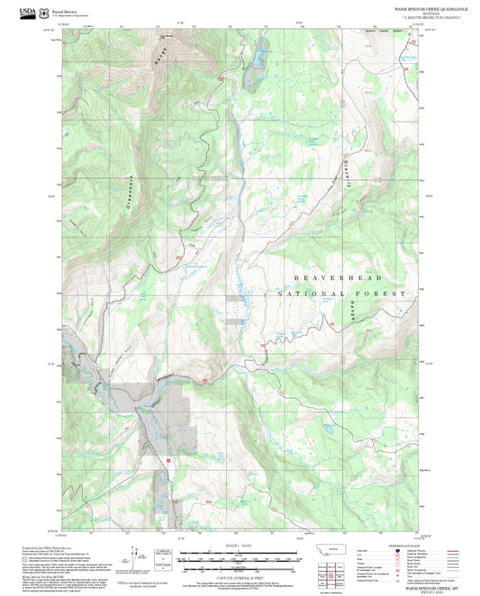 2025 Forest Service Topo Map of Warm Springs Creek Montana