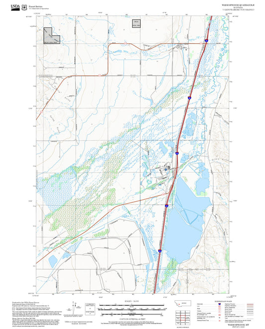 2025 Forest Service Topo Map of Warm Springs Montana