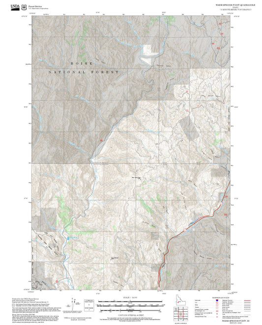 2025 Forest Service Topo Map of Warm Springs Point Idaho