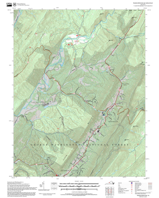 2025 Forest Service Topo Map of Warm Springs Virginia