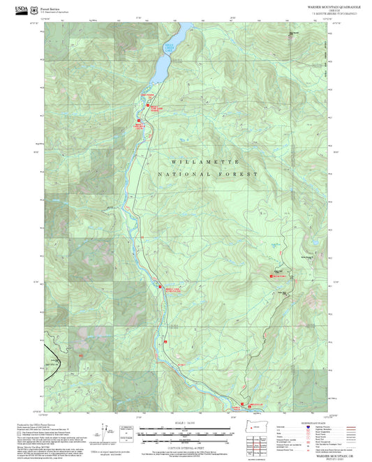 2025 Forest Service Topo Map of Warner Mountain Oregon