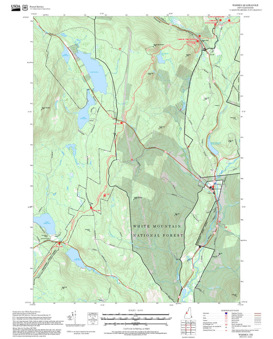 2025 Forest Service Topo Map of Warren New Hampshire