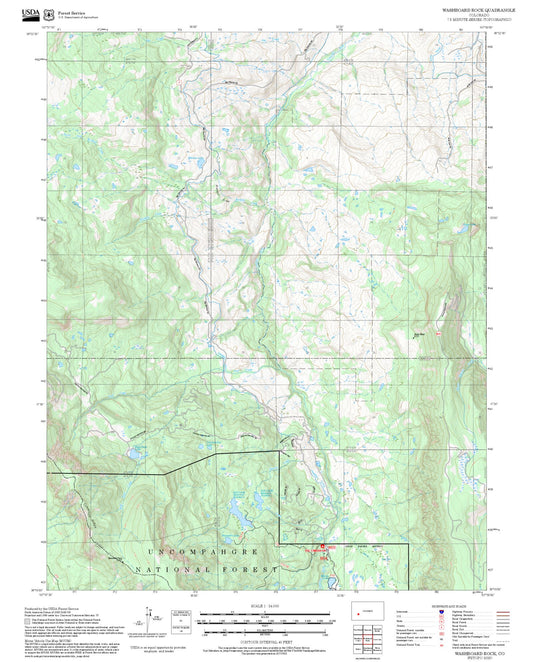2025 Forest Service Topo Map of Washboard Rock Colorado