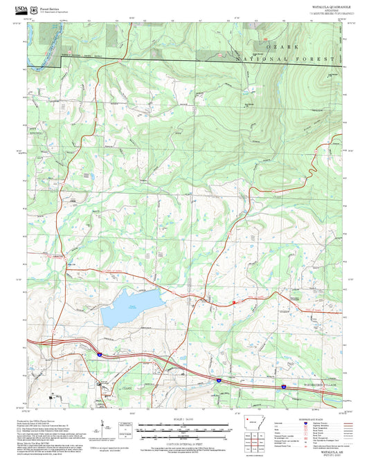 2025 Forest Service Topo Map of Watalula Arkansas