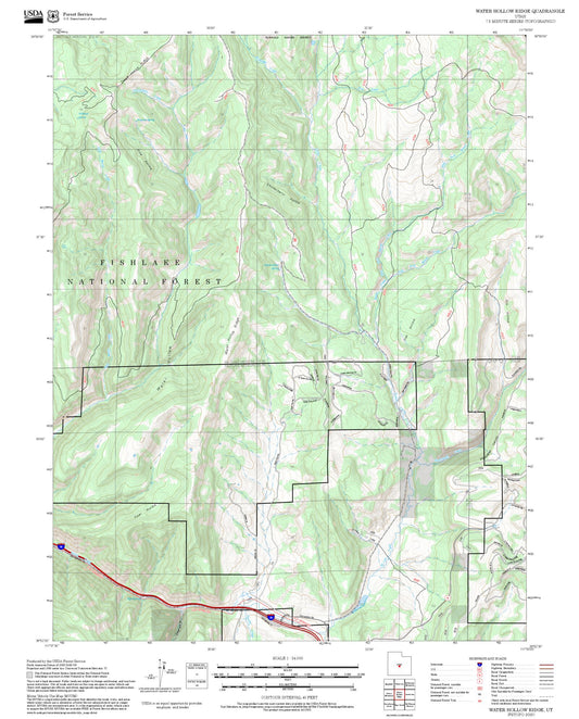 2025 Forest Service Topo Map of Water Hollow Ridge Utah
