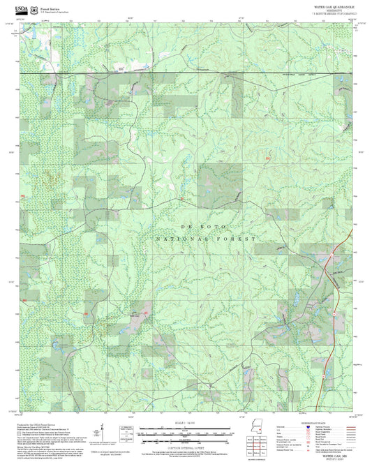 2025 Forest Service Topo Map of Water Oak Mississippi