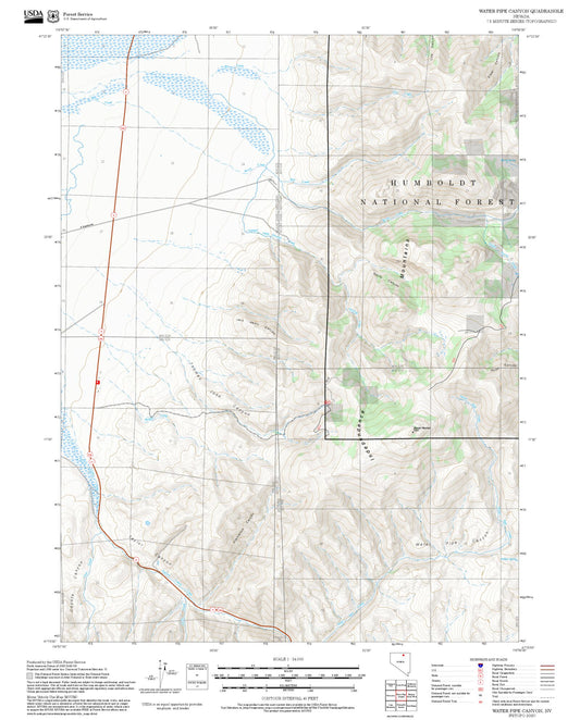 2025 Forest Service Topo Map of Water Pipe Canyon Nevada