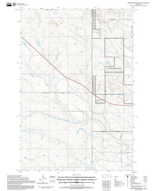 2025 Forest Service Topo Map of Waterhole Creek Montana