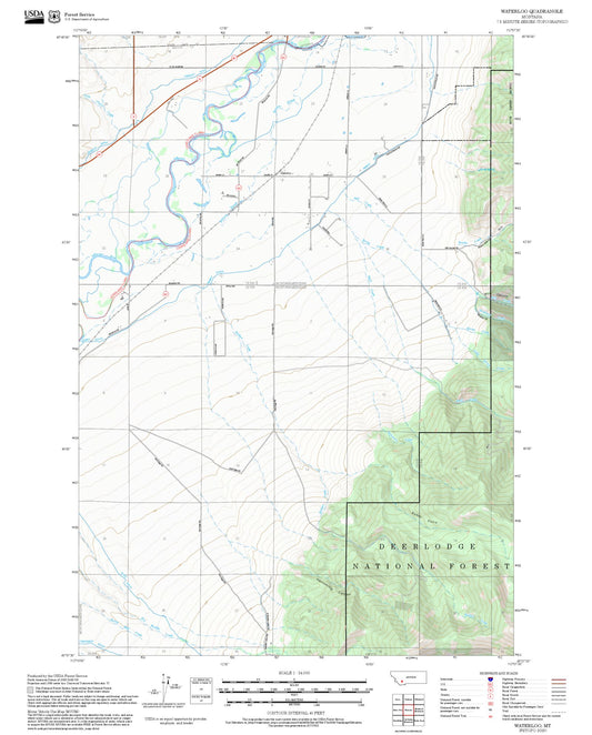 2025 Forest Service Topo Map of Waterloo Montana