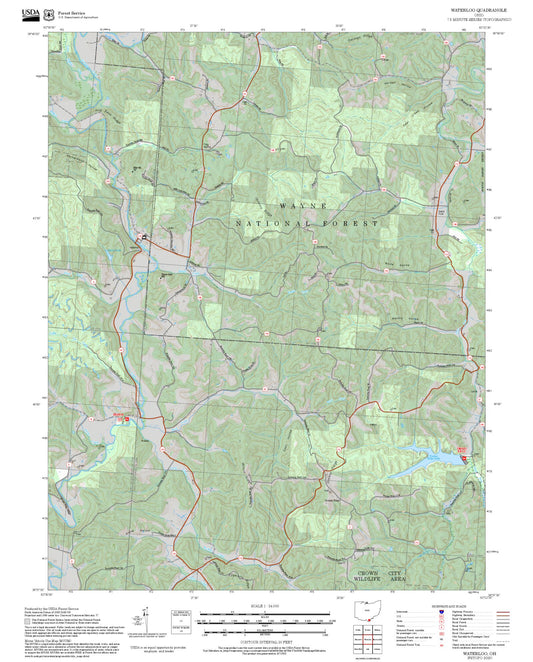 2025 Forest Service Topo Map of Waterloo Ohio