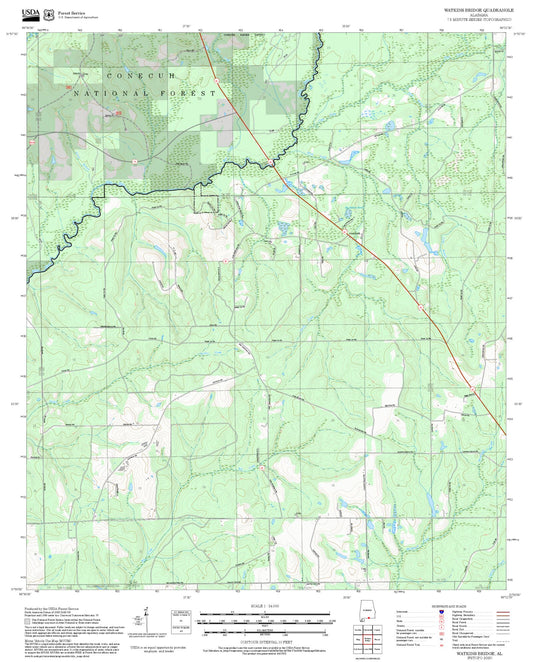 2025 Forest Service Topo Map of Watkins Bridge Alabama