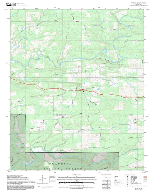 2025 Forest Service Topo Map of Watson Oklahoma