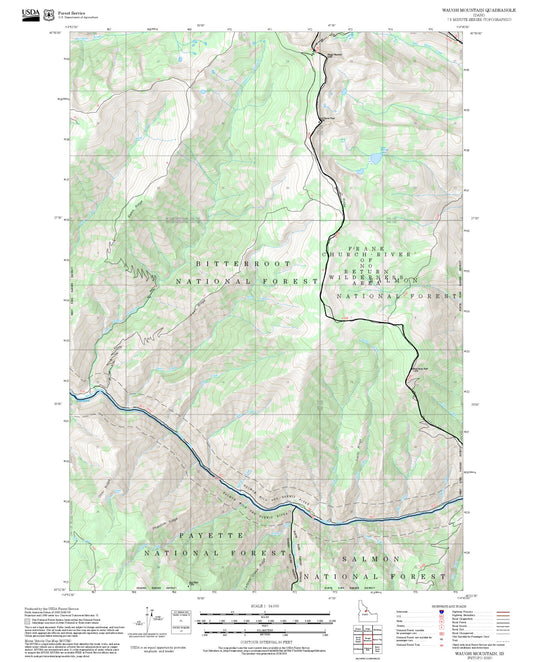 2025 Forest Service Topo Map of Waugh Mountain Idaho