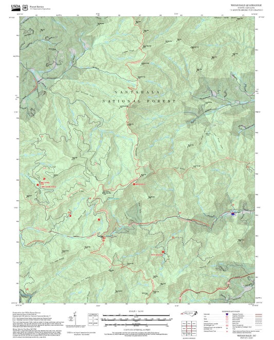 2025 Forest Service Topo Map of Wayah Bald North Carolina