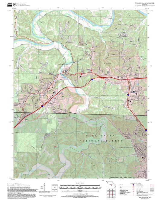 2025 Forest Service Topo Map of Waynesville Missouri